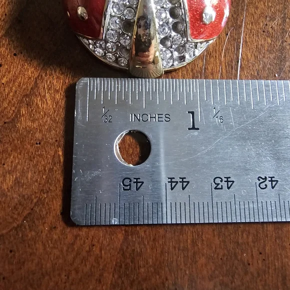 Vintage Givenchy Ladybug Brooch Red Enamel Crystal Rhinestones Gold Tone - FLAW - Picture 13 of 13